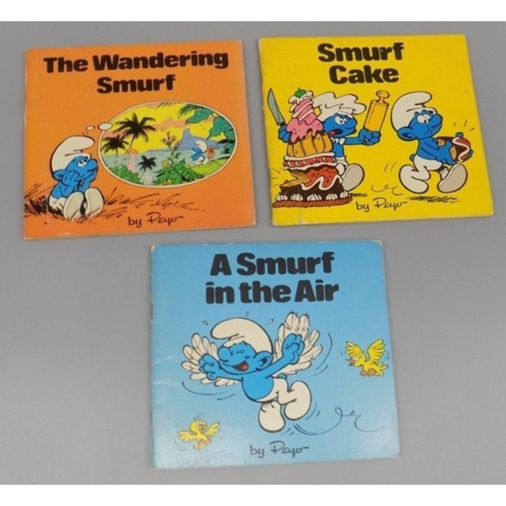 3 Smurf Story Books Peyo In The Air Wandering Smurf Smurf Cake 1980 Vintage